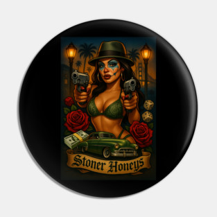 Stoner Honeys – Chicana Clown Queen, Lowrider Dreams & West Coast Street Life Art Pin