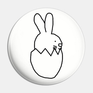 Bunny Rabbit Hatching from Easter Egg Minimal Design Pin