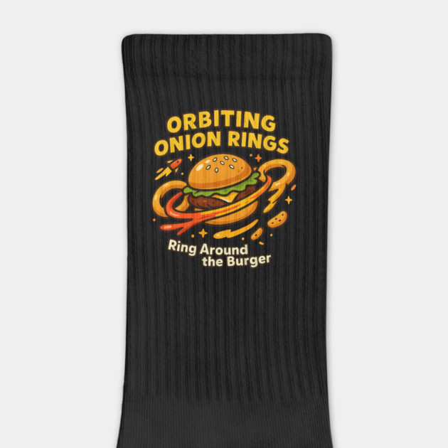 Orbiting Onion Rings Cute Space Burger Cartoon T Shirt by Anne Lee