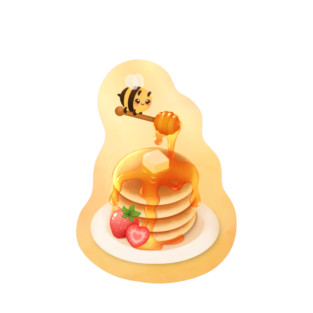 Kawaii Pancake Stack Cute Bee Pouring Honey Breakfast Art T-Shirt