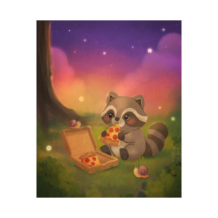 Raccoon Pizza Picnic at Sunset T-Shirt