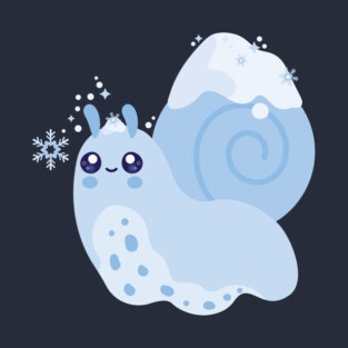 Kawaii Winter Snail Cute Pastel Blue Snowy Snail Illustration T-Shirt