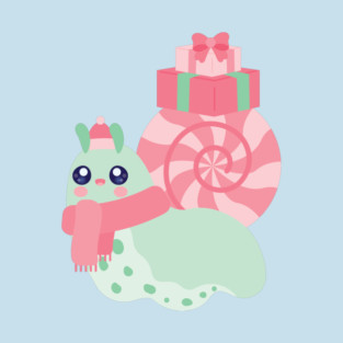 Kawaii Christmas Snail Cute Holiday Pastel Winter Critter T-Shirt