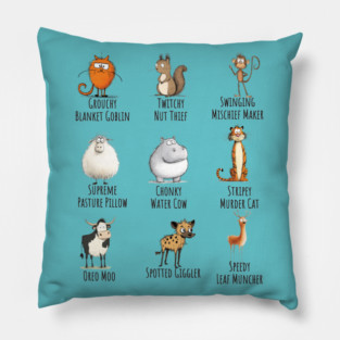 Personality Disorders of the Animal Kingdom - Mischief Makers - Black text Pillow