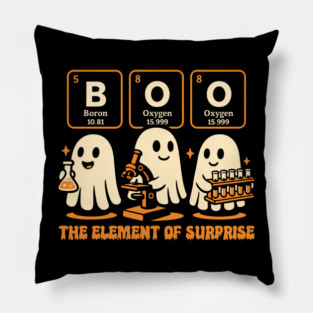 Boo The Element of Surprise Funny Ghost Chemistry Design Pillow