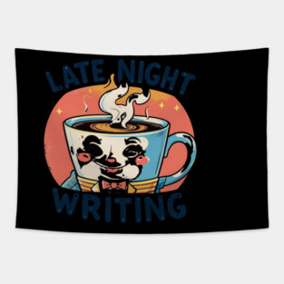 Late Night Coffee Writing Tapestry