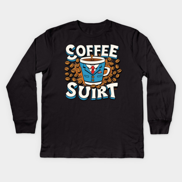Caffeinated Coffee Writing Kids Long Sleeve T-Shirt by SR8891