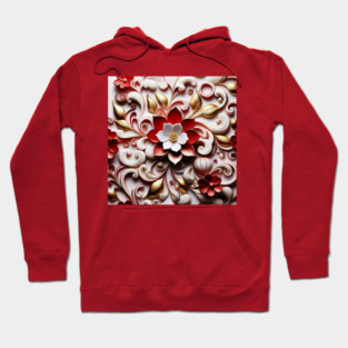 Red and White Flower with Fibonacci and Fractal Hoodie