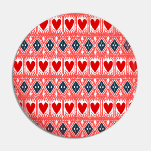 Croatian Traditional Pattern Navy Blue Red Heart Pin