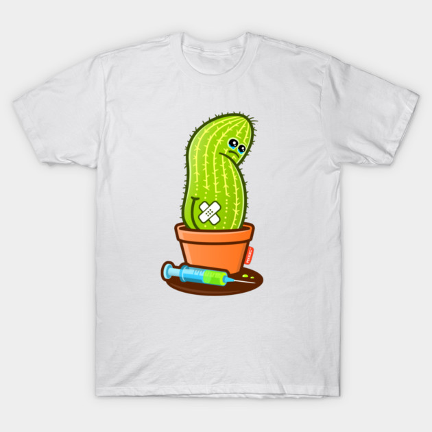 Cactie Blood Draw – Sad Cactus with Green Blood T-Shirt by PEKELEC