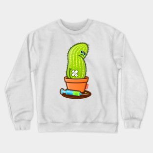 Cactie Blood Draw – Sad Cactus with Green Blood Crewneck Sweatshirt