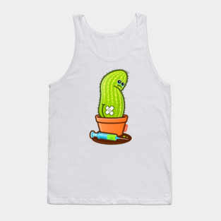 Cactie Blood Draw – Sad Cactus with Green Blood Tank Top