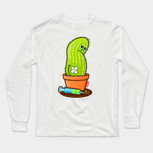 Cactie Blood Draw – Sad Cactus with Green Blood Long Sleeve T-Shirt