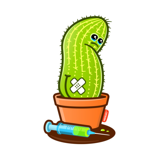 Cactie Blood Draw – Sad Cactus with Green Blood by PEKELEC