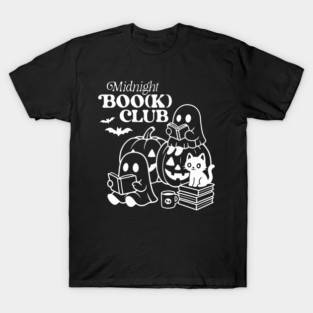 Midnight Boo(K) Club Halloween Ghosts Reading Books Cute Fun T-Shirt