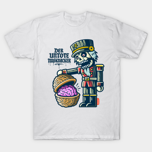 The Undead Nutcracker – Zombie Christmas Brain Surprise T-Shirt by PEKELEC