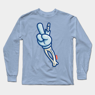 Skelly Victory Sign – Hippie Peace with a Skeletal Twist Long Sleeve T-Shirt