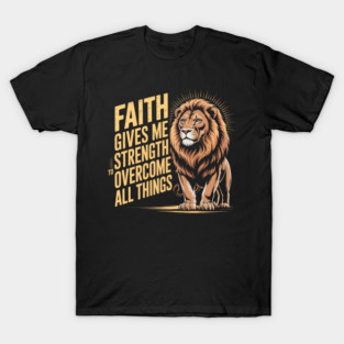 Faith and Strength Lion Illustration T-Shirt