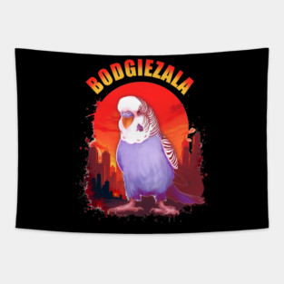 Budgiezilla Budgie Budgerigar Parakeet Lovers Tapestry