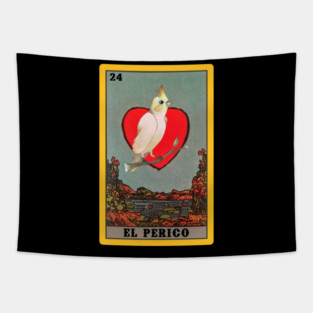 El Perico Card Parakeet Mexican Lottery Card Tapestry