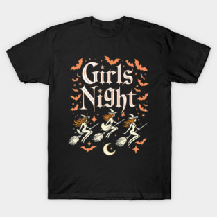Girls Night Flying Witches Halloween Party Gift For Friends T-Shirt