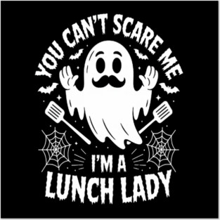 Lunch Lady Halloween Ghost Cafeteria Worker All Hallows' Eve Posters and Art