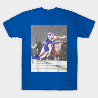 Josh allen Snowy Touchdown Let's Go Buffalo T-Shirt