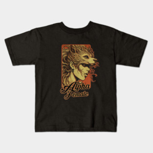 Alpha Woman Power Wolf Kids T-Shirt
