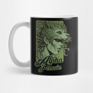 Green Alpha Woman Power Wolf Mug