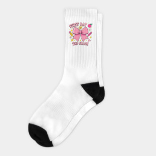 First Day of 2nd Grade Teacher Girl Coquette Bow Back to School Socks