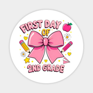 First Day of 2nd Grade Teacher Girl Coquette Bow Back to School Magnet