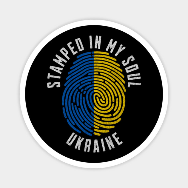 Stamped in My Soul Ukraine Flag Design Ukrainian Pride Magnet by Yesteeyear