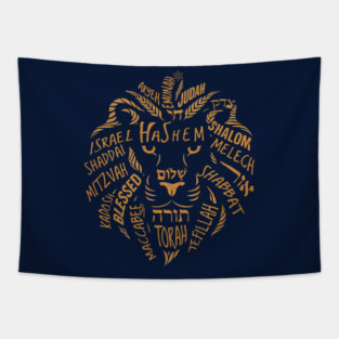 Lion of Judah Wordart Tapestry