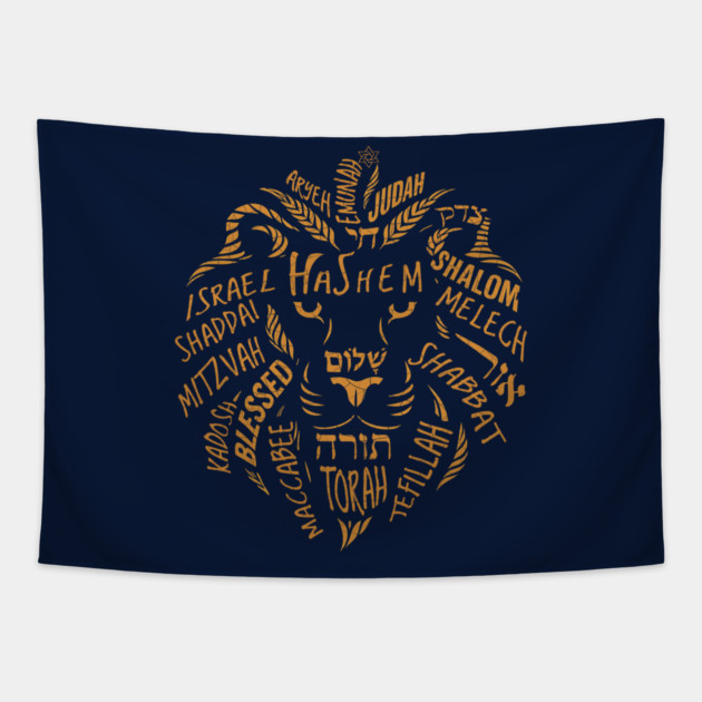 Lion of Judah Wordart Tapestry by Thank HaShem