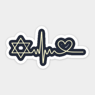 Heartbeat Star of David Sticker