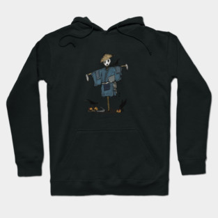 Kakashi: The Quiet Guardian – Harvest Spirit with Crow | Japanese Folklore Halloween Hoodie