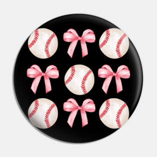 Pink Bows and Baseball Balls Pin