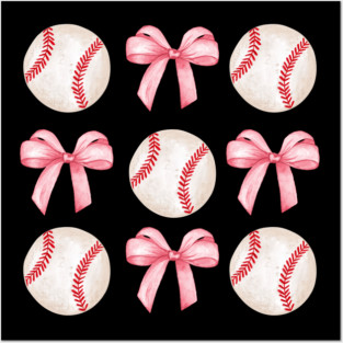 Pink Bows and Baseball Balls Posters and Art
