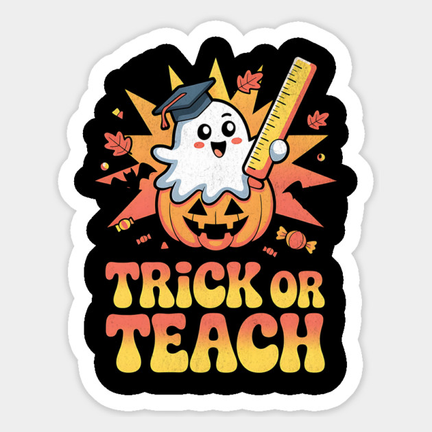 Trick or Teach Ghost Pumpkin Teacher Design Magnet by Designed By Marty