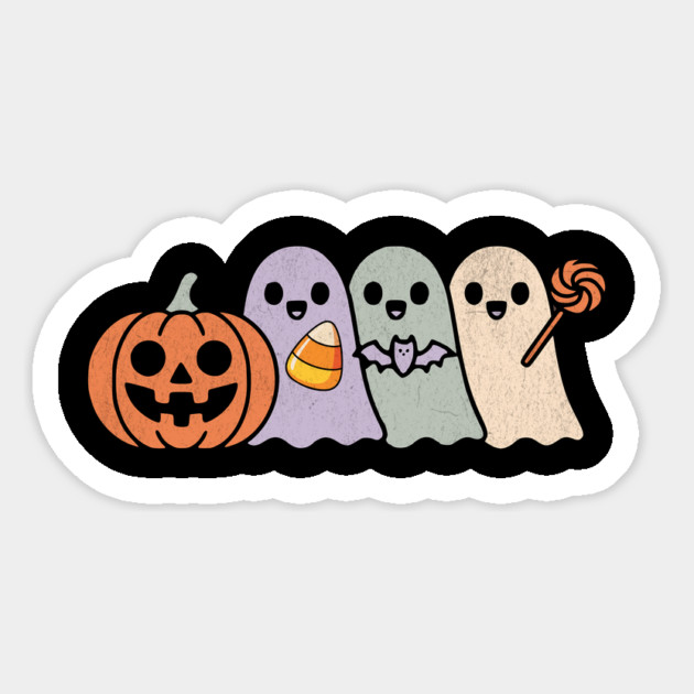 Pumpkin and Halloween Ghost Friends Design Magnet by Designed By Marty