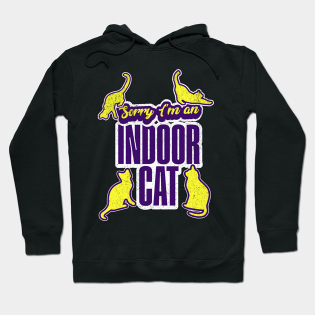 Sorry I'm Indoor Cat Funny Introvert Saying for Cat Lovers Hoodie by Yesteeyear