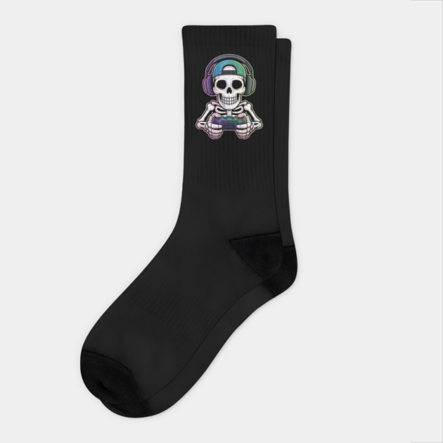 Skeleton Gamer Headset Design Socks by Designed By Marty