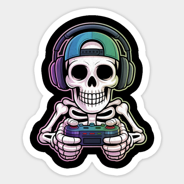 Skeleton Gamer Headset Design Sticker by Designed By Marty
