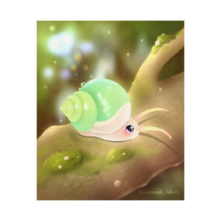 Whimsical Green Snail, Cute Cottagecore Nature Illustration T-Shirt