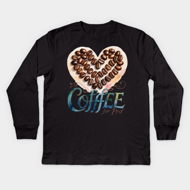 Coffee First Then Writing Magic Kids Long Sleeve T-Shirt by SR8891