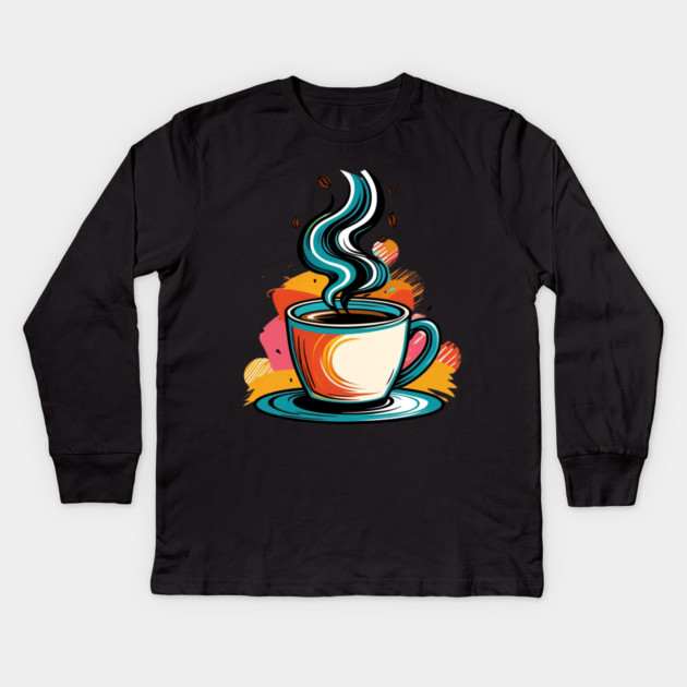 Writing Dreams Over Morning Coffee Kids Long Sleeve T-Shirt by SR8891