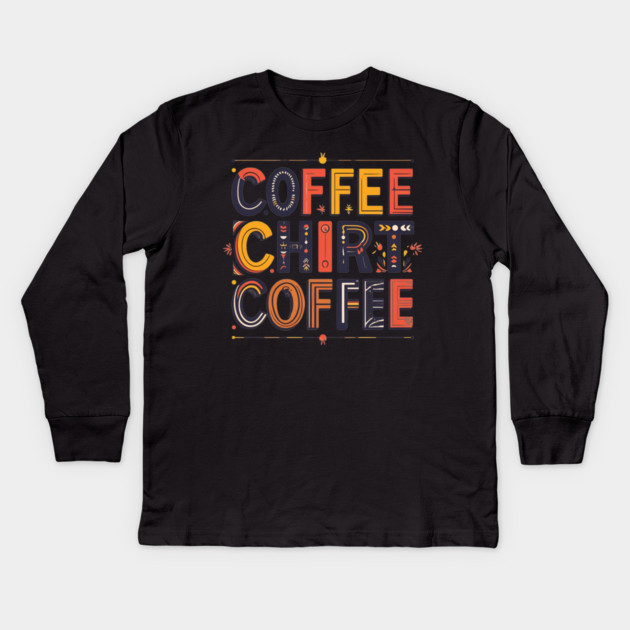 Coffee Writing Morning Inspiration Kids Long Sleeve T-Shirt by SR8891