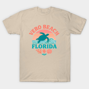 Vero Beach Florida Sea Turtle Sunset – Coastal Retro Ocean Design T-Shirt