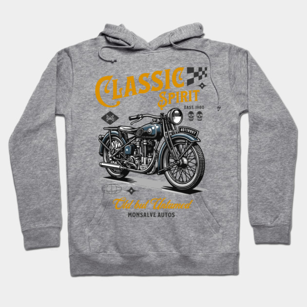 Classic Spirit – Vintage Motorcycle Design Hoodie by monsalveautos