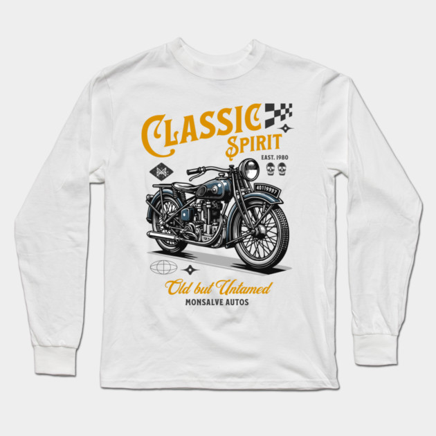 Classic Spirit – Vintage Motorcycle Design Long Sleeve T-Shirt by monsalveautos